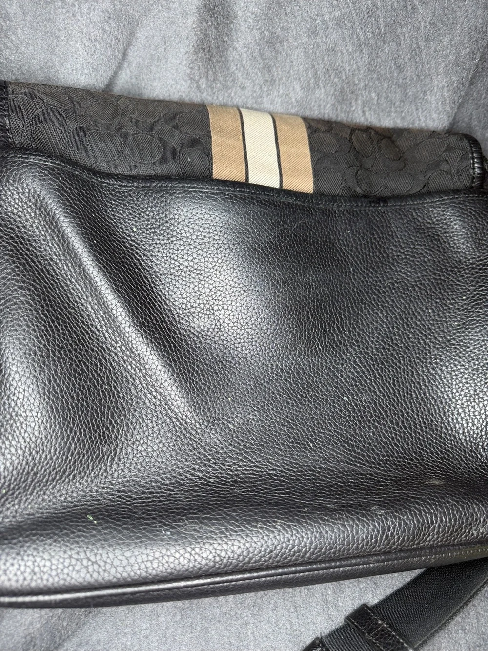 Coach Brown Signature Canvas Messenger with Beige Stripe